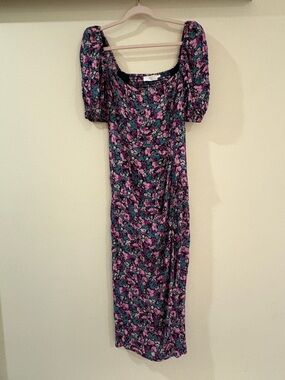 Floral Square-Neck Puff Sleeve Dress